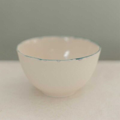 Bowl - Matte with Blue Rim
